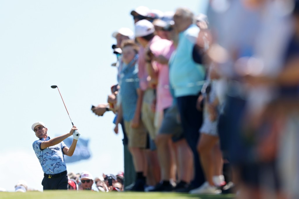 Joaquin Niemann of Chile taking a shot from the first tee during the third round of the 126th U.S. Open.