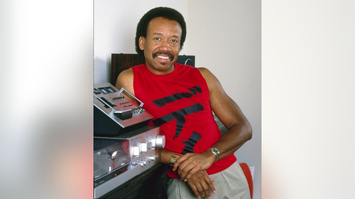 Singer Maurice White posing at home in Los Angeles, California.