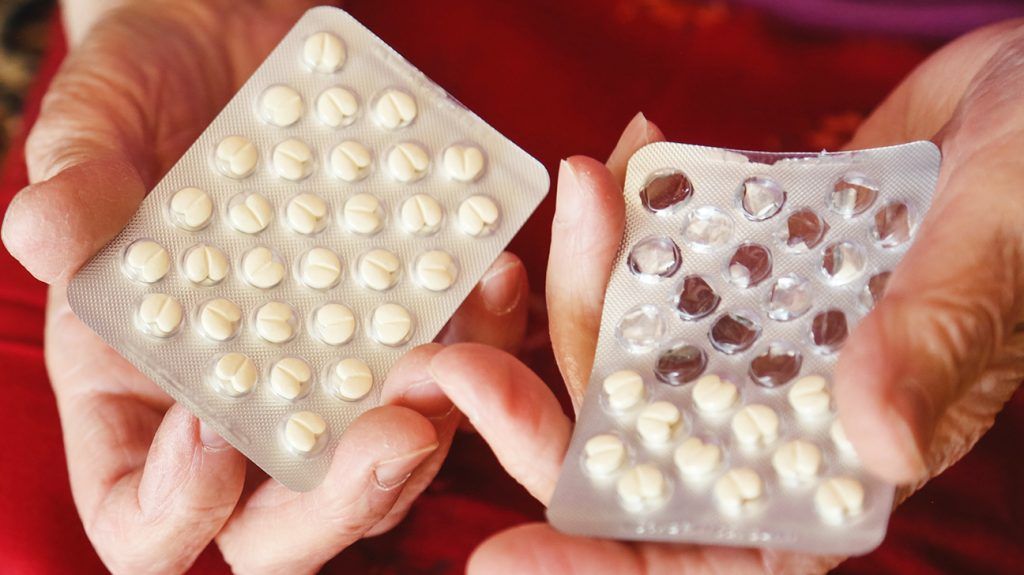 two blister packs of medication