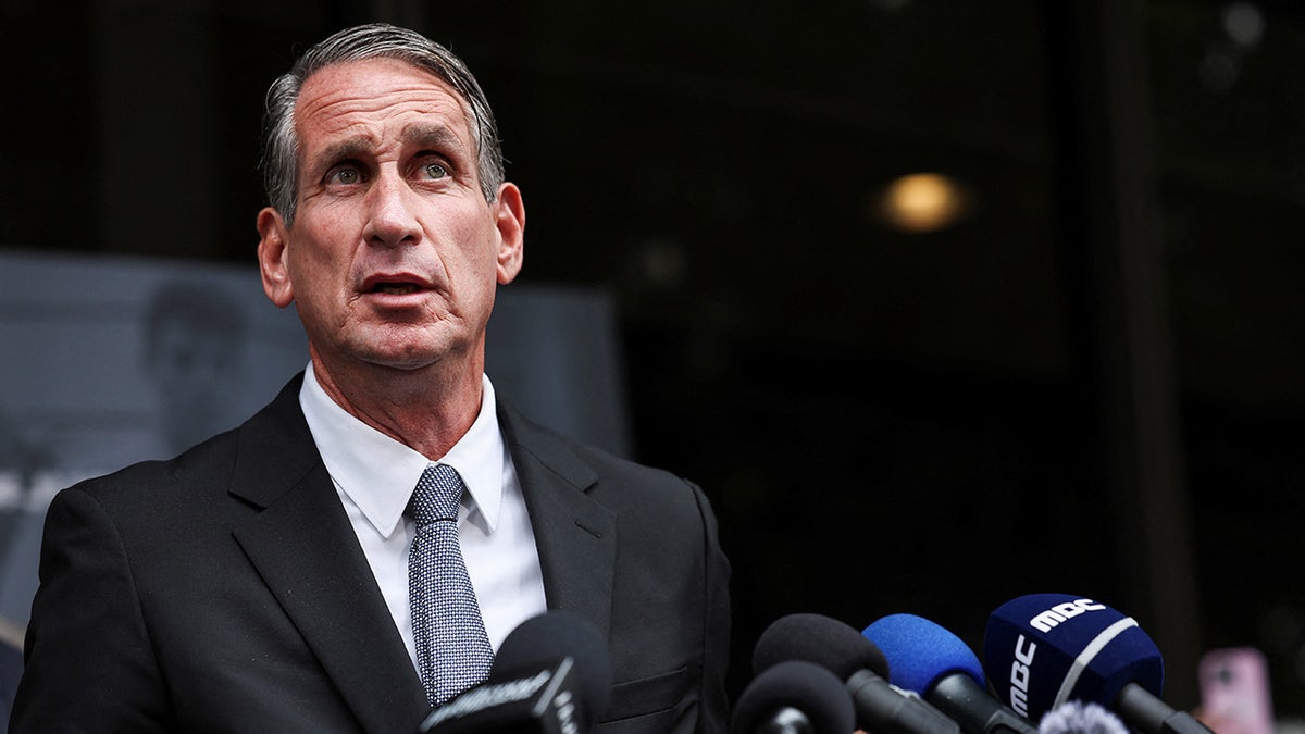 Lawyer Bryan Freedman speaking at a press conference with family members of Erik and Lyle Menendez in Los Angeles