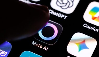 The logo of the Meta AI app can be seen on the display of a smartphone.