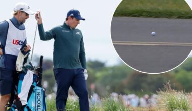 Matt Fitzpatrick's shot gets stuck in road in weird US Open scene