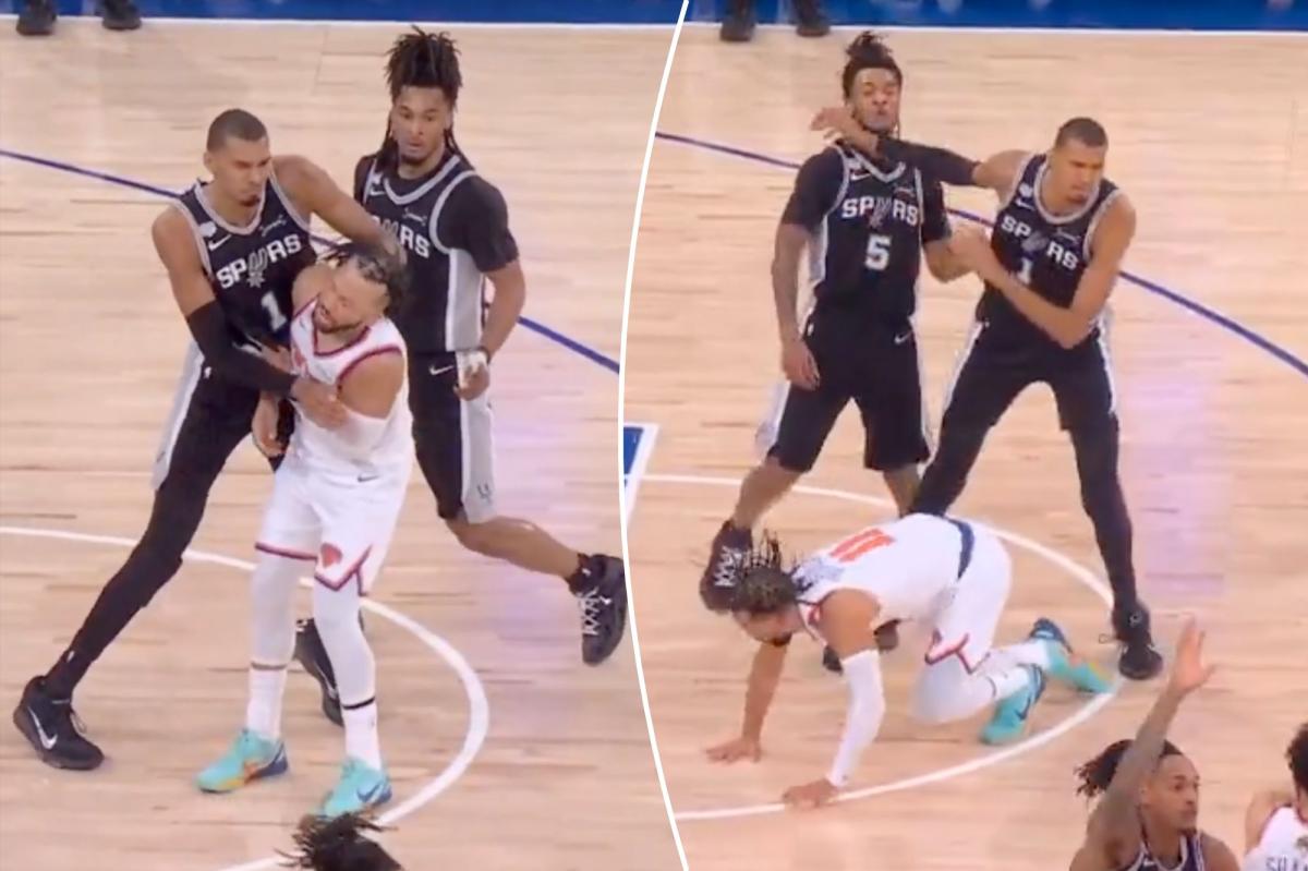 Victor Wembanyama shoves Jalen Brunson in heated NBA Finals Game 3 moment
