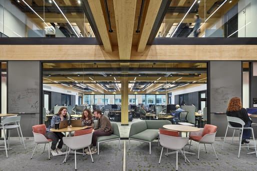 Amy Gutmann Hall, Data Science & AI Building in Philadelphia, Pennsylvania by Lake Flato Architects and KSS Architects. Image credit: Jeffrey Totaro