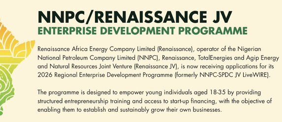 NNPC/Renaissance JV Enterprise Development Programme 2026 for young Nigerian graduates. – Opportunities For Africans