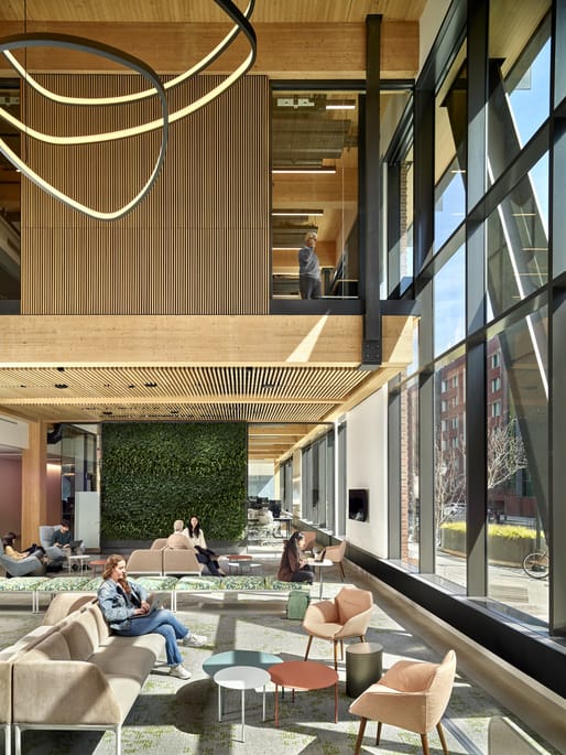 Amy Gutmann Hall, Data Science & AI Building in Philadelphia, Pennsylvania by Lake Flato Architects and KSS Architects. Image credit: Jeffrey Totaro