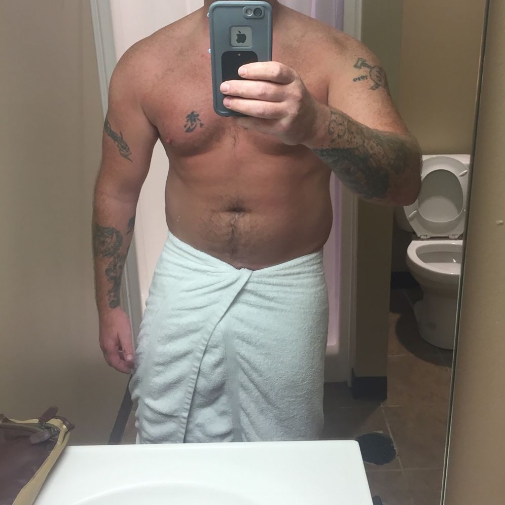Graham Platner's shirtless profile picture on the "Predator's Paradise" app.