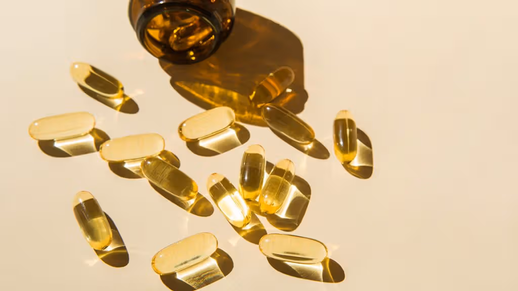 yellow, semi-transparent supplement pills