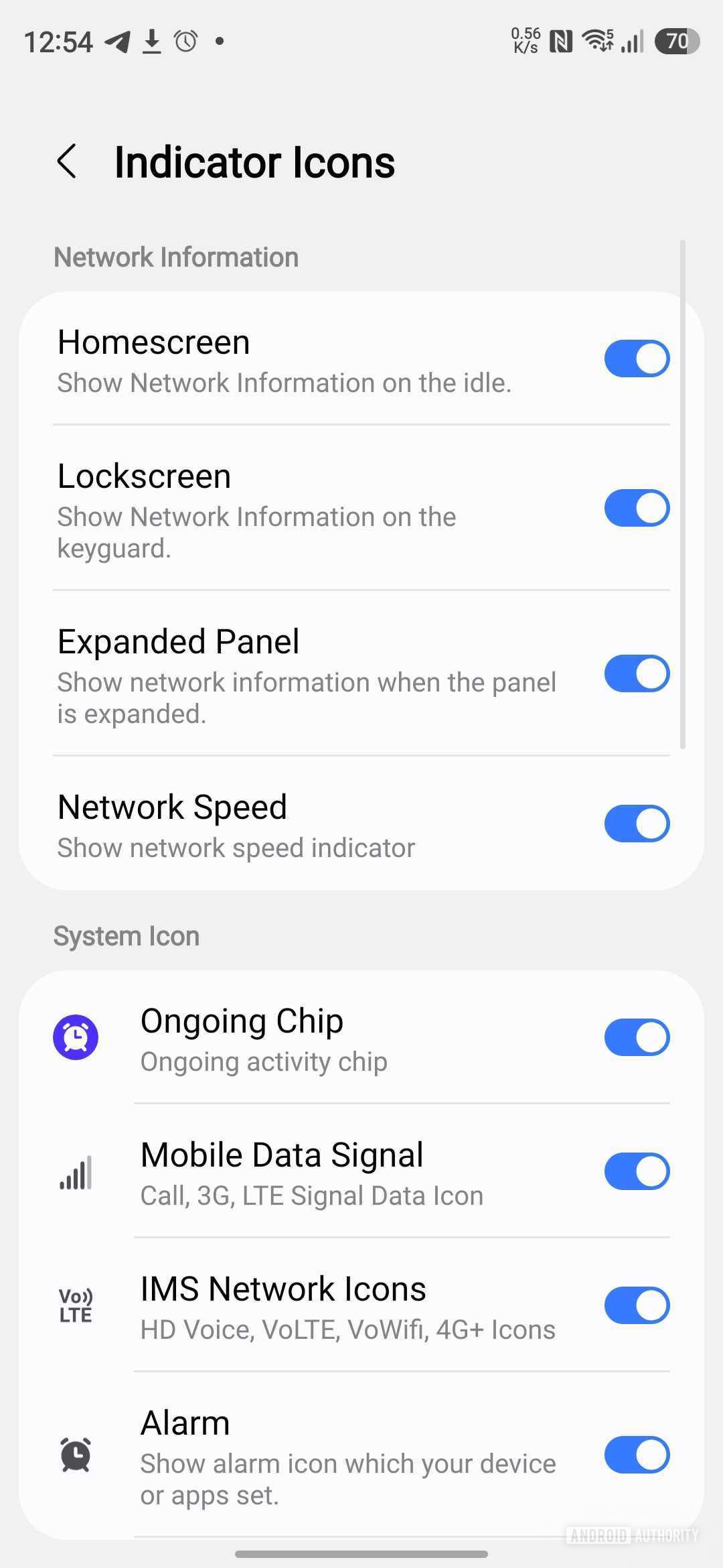 one ui 9 quickstar network speed indicator ongoing chip options image new
