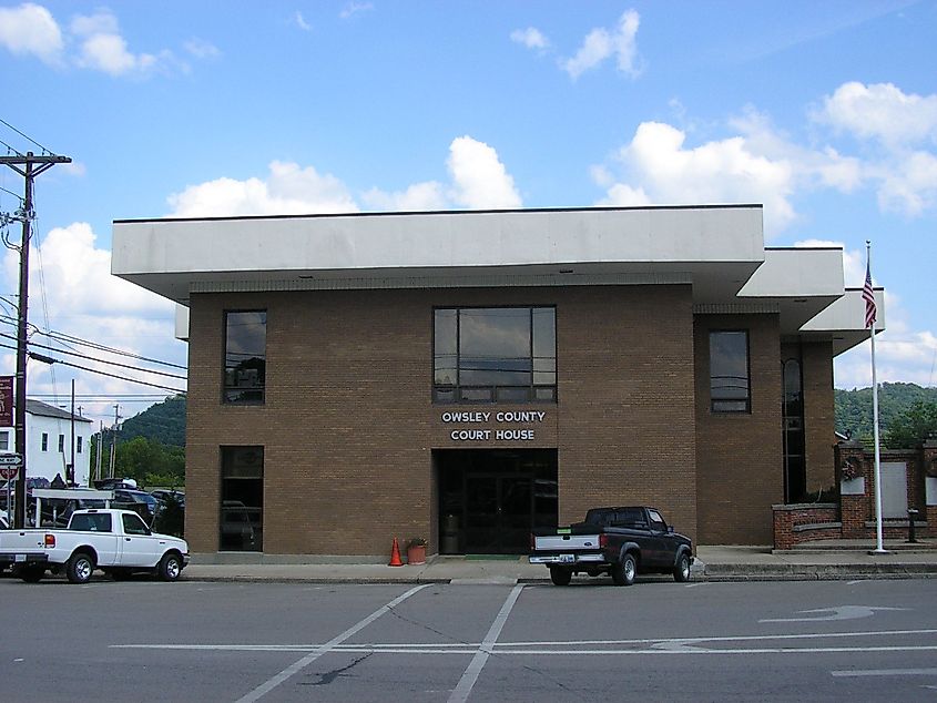 The Owsley County courthouse in Booneville, Kentucky