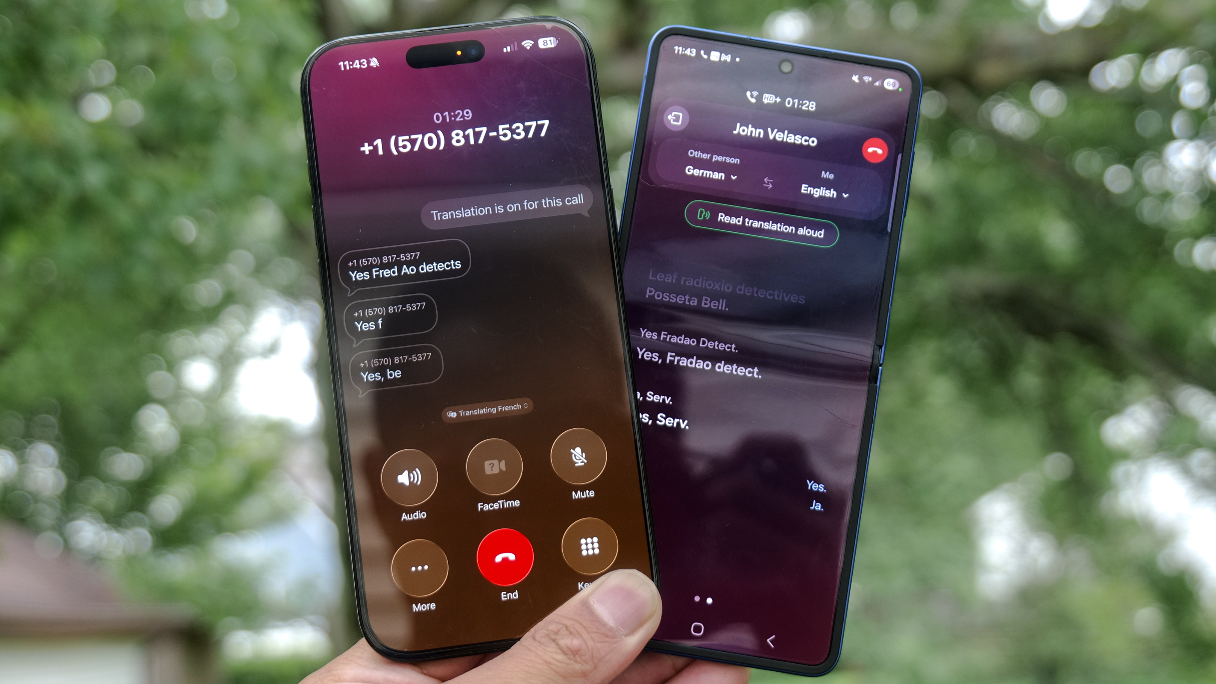 Live Translate face-off iOS 26 vs Galaxy AI using iPhone 16 Pro Max and Galaxy Z Flip 7.