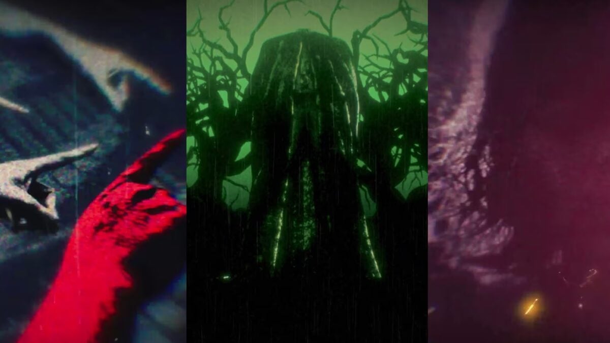 Screenshots show mysterious figures from the game.