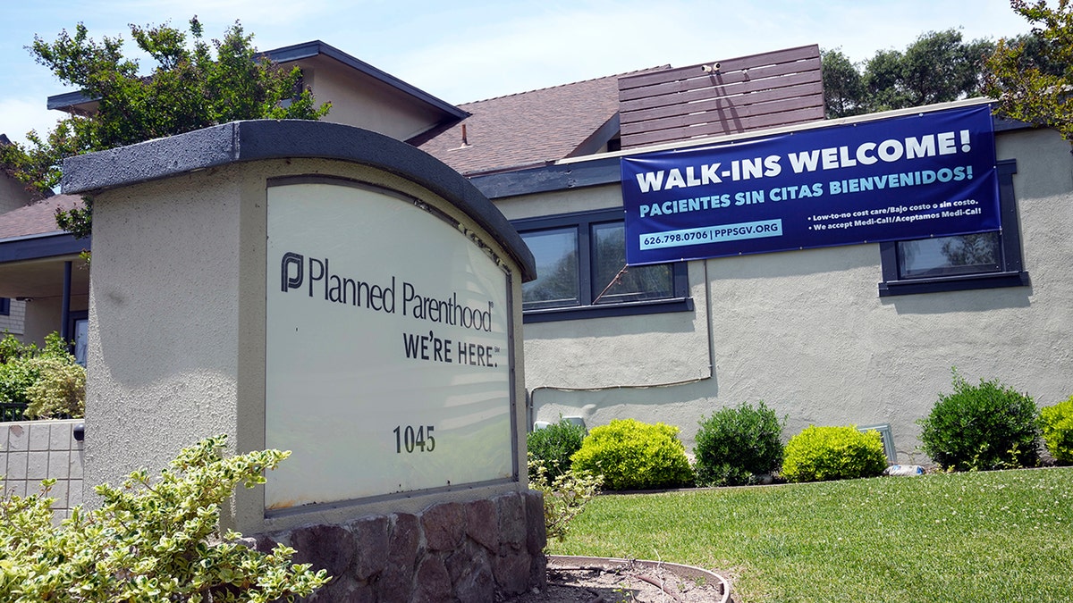 A title sign outside a Planned Parenthood branch in Pasadena, California.