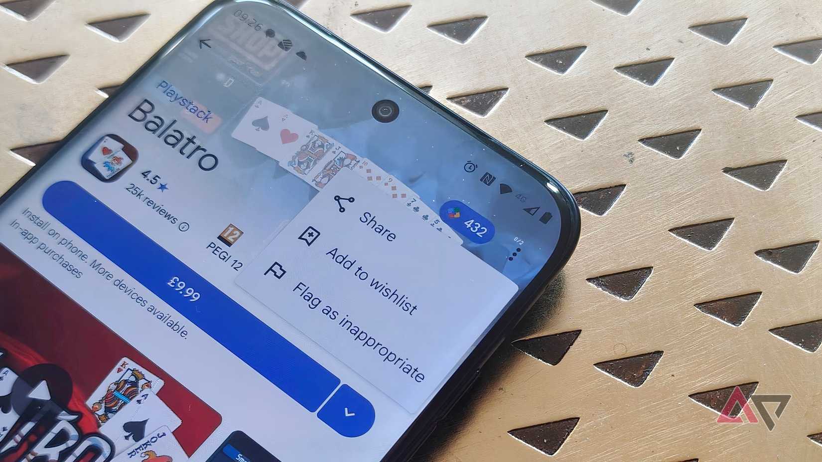 A menu on the Google Play Store showing the text 'Add to wishlist'.