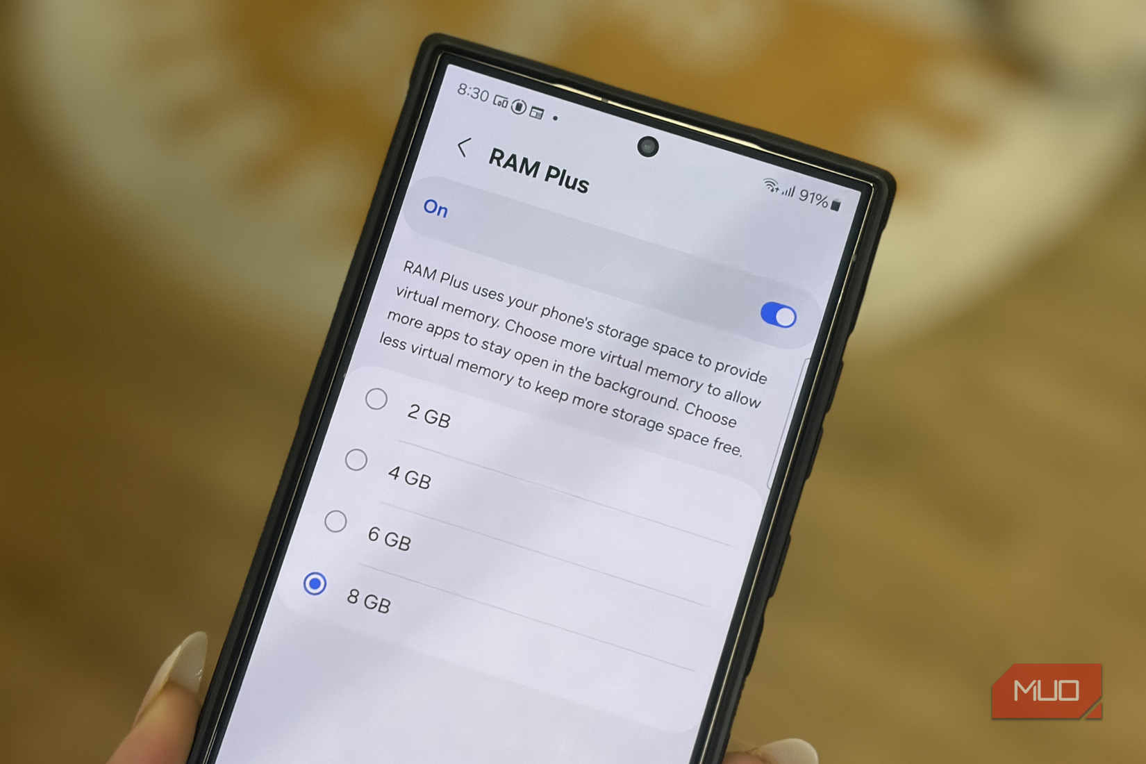 RAM Plus in the Settings app on Galaxy S24 Ultra
