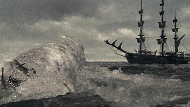 Moby Dick preparing to charge at the Pequod in Moby Dick (1956)