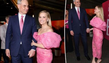 Reese Witherspoon shares rare PDA moment with billionaire boyfriend Oliver Haarmann at 'Elle' premiere