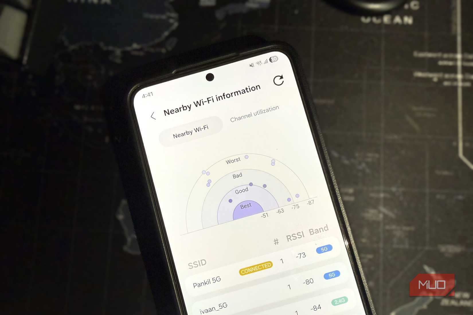Samsung phone showing nearby Wi-Fi networks