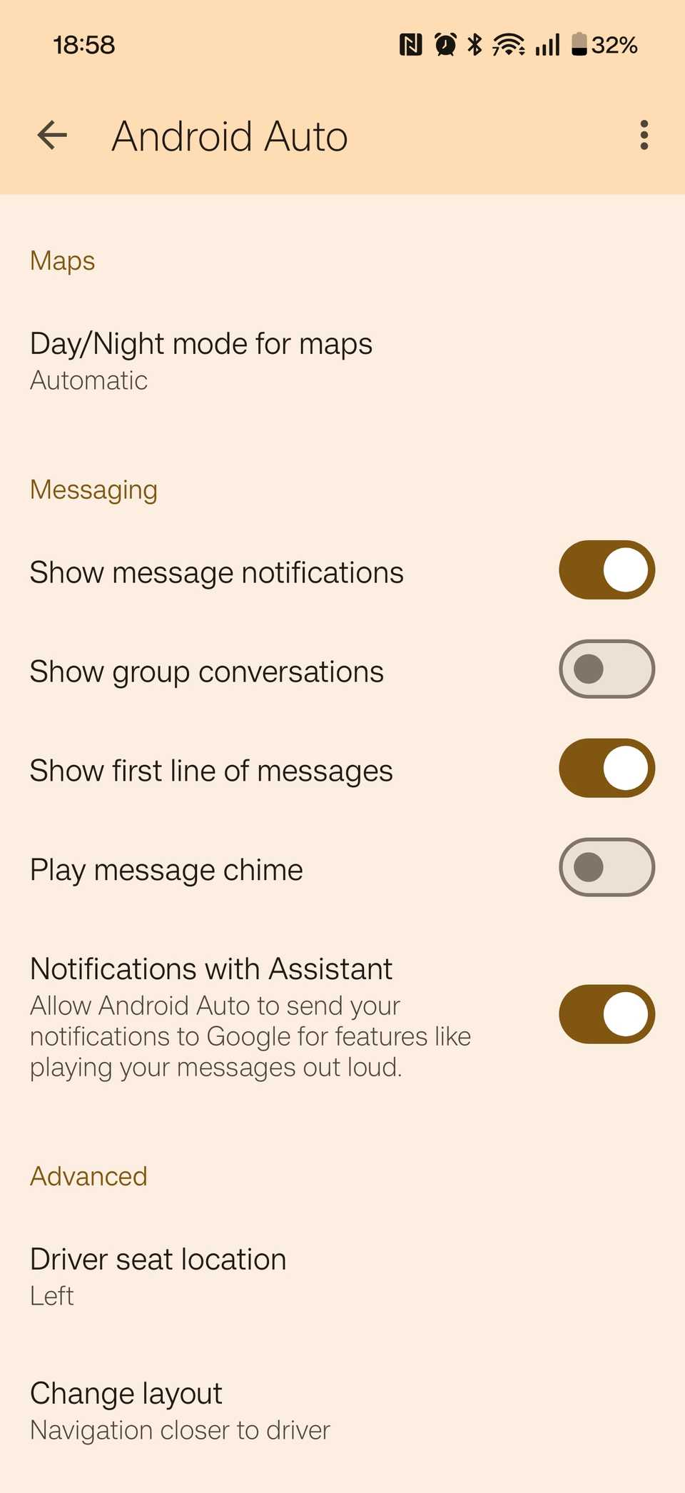The messaging options in Android Auto.