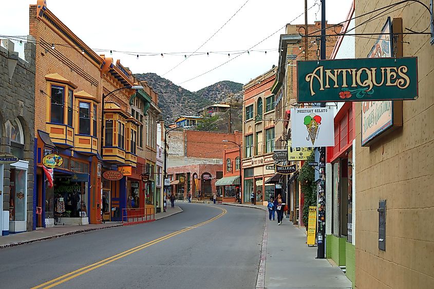 Historic street of Bisbee, Arizona.