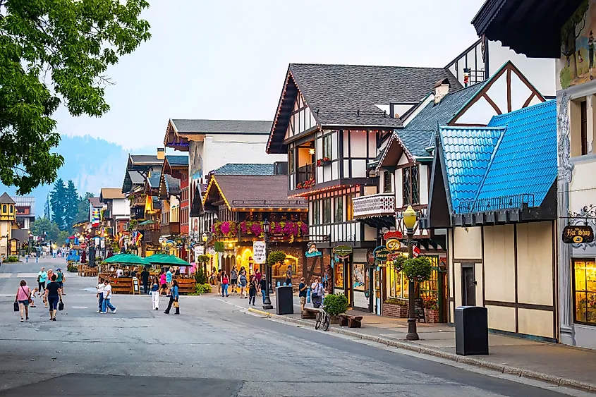 A warm summer evening on the street in Leavenworth