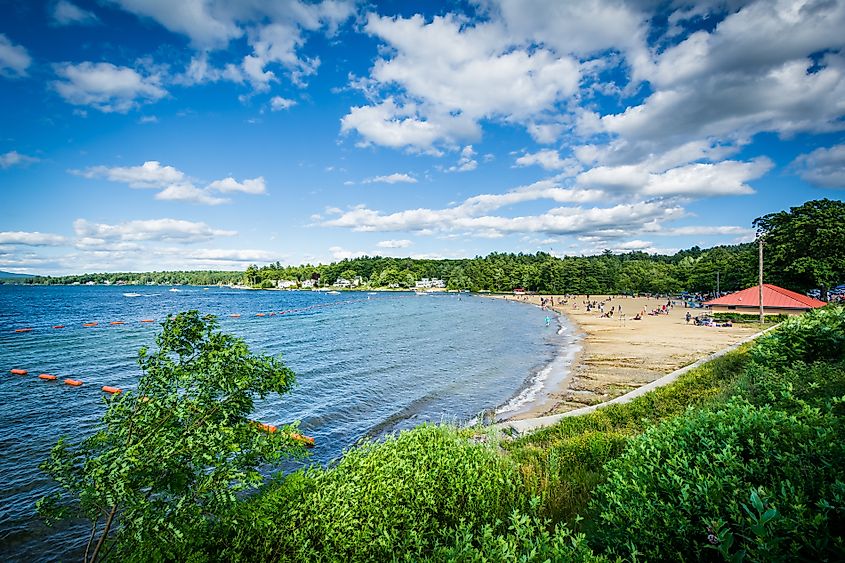Shores of Lake Winnipesaukee in Weirs Beach, Laconia, New Hampshire.
