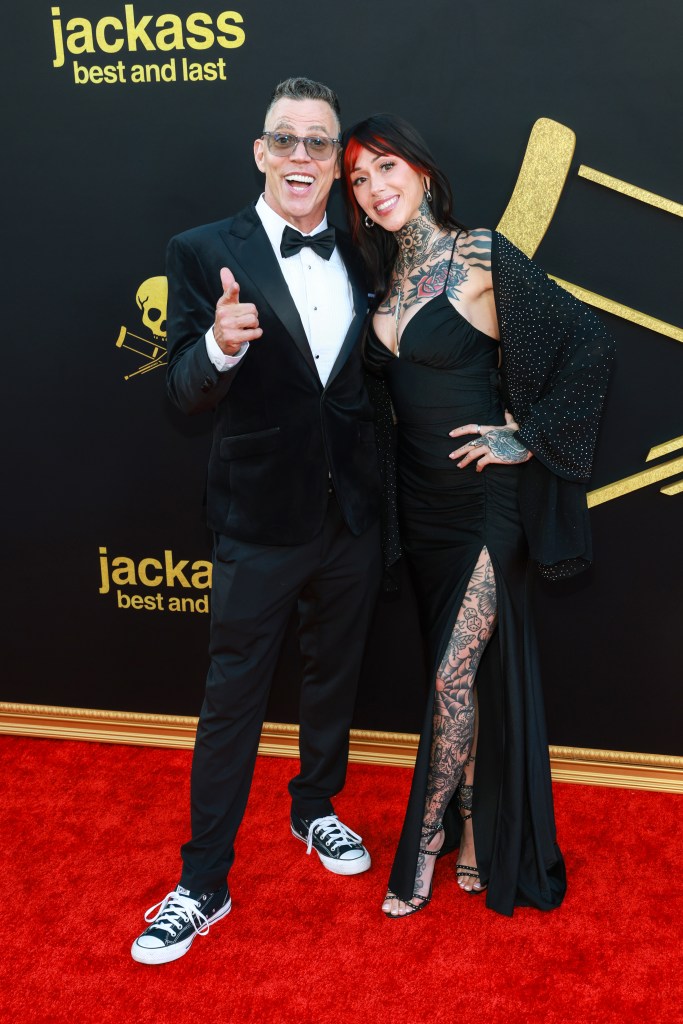 Steve-O and Koral Bickel at the 'Jackass Best and Last' Film Premiere in Los Angeles.