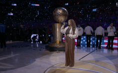 Tori Kelly sings "The Star-Spangled Banner" at the 2026 NBA Finals game 1 on Wednesday, June 3, in San Antonio, Texas.