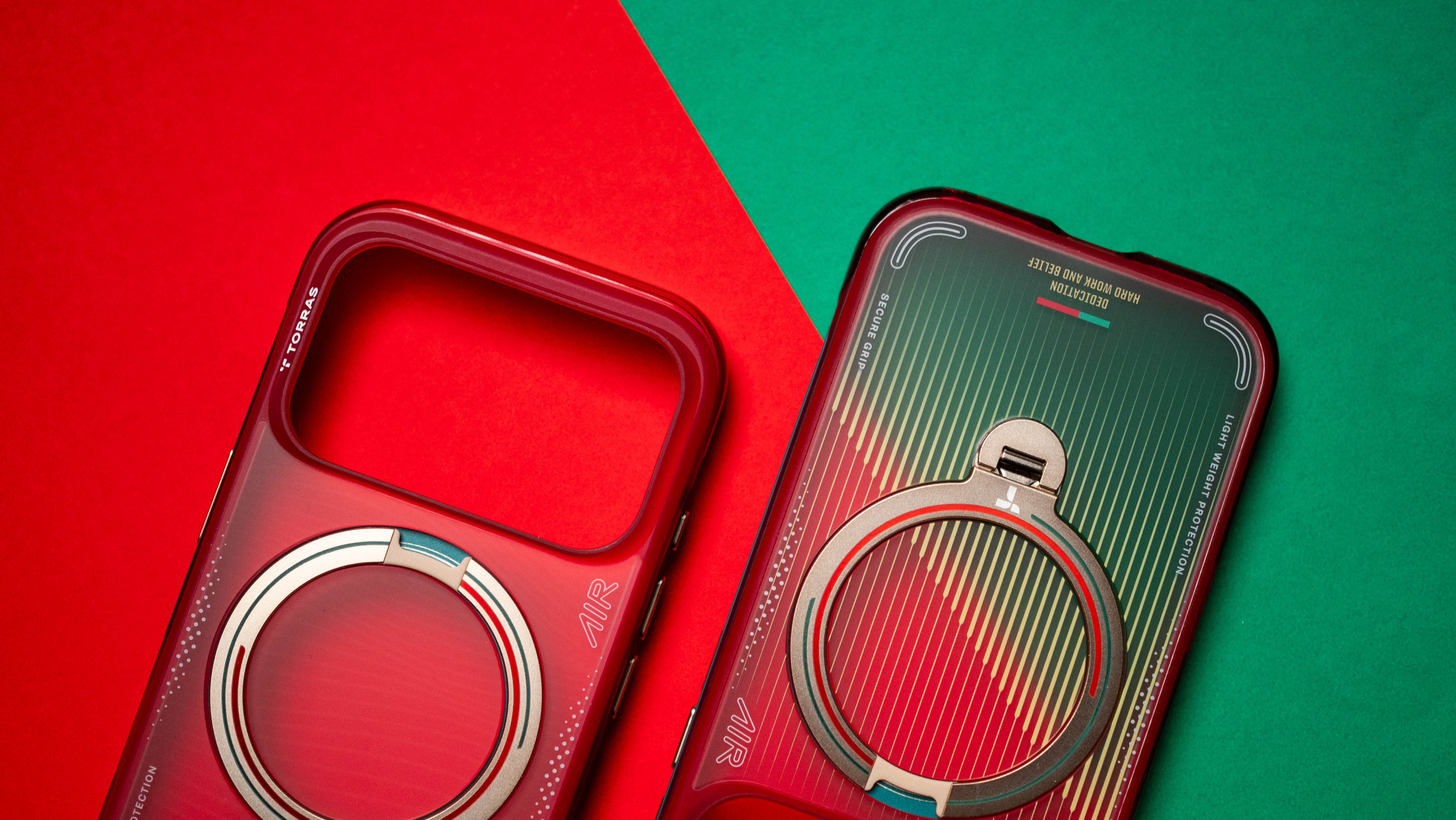 Torras Portugal football collab showing Ostand Q3 Air cases designed for the iPhone 17 Pro