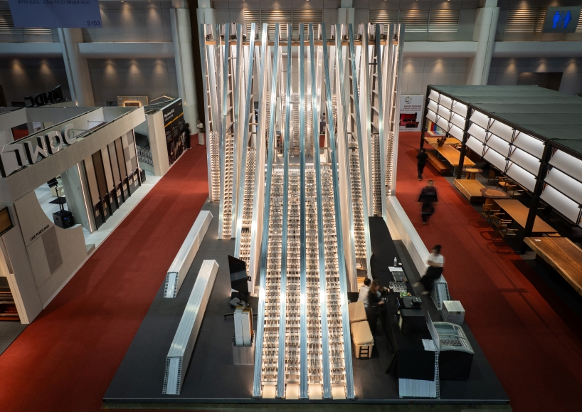 fan-shaped aluminum structure shapes unfold demountable exhibition pavilion - 2