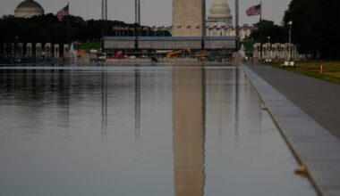 Reflecting Pool liner was cut with a sharp knife or razor, National Park Service says : NPR