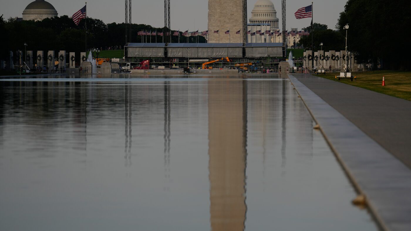 Reflecting Pool liner was cut with a sharp knife or razor, National Park Service says : NPR