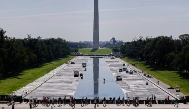 Reflecting Pool refills after Trump’s repaint : NPR