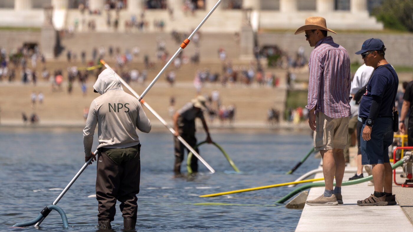 Trump claims vandals damaged D.C. Reflecting Pool, and says it will be drained again : NPR