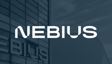 Nebius company name written in white on a bluish background.