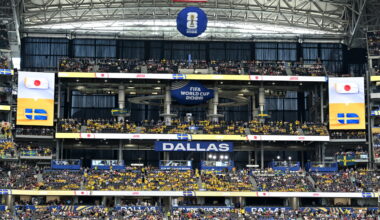 AT&T Stadium used curtains to block the sun for Japan vs. Sweden