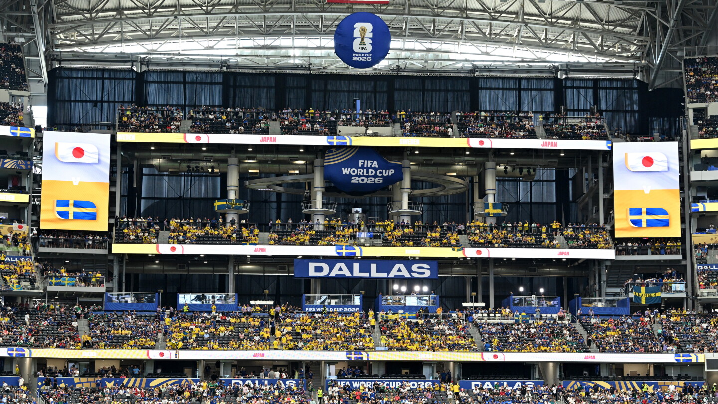 AT&T Stadium used curtains to block the sun for Japan vs. Sweden