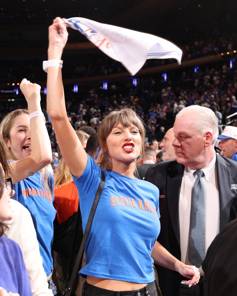 Taylor Swift celebrates the Knicks' Game 4 win of the NBA Finals.