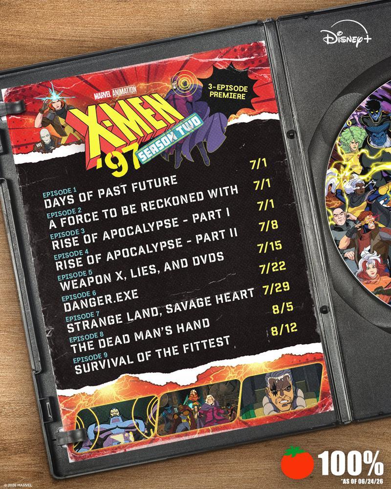 X-Men 97 Season 2 release schedule and episode title graphic.