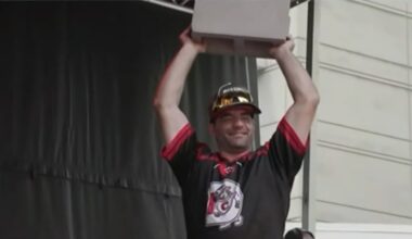 Hurricanes bring now-infamous cinder block to Stanley Cup championship parade