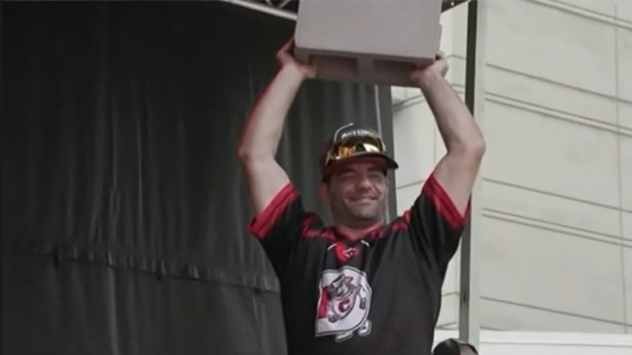 Hurricanes bring now-infamous cinder block to Stanley Cup championship parade