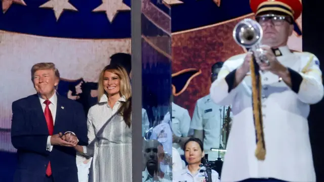 U.S. President Donald Trump and first lady Melania Trump attend one Fourth of July rally, to mark di 250th anniversary of U.S. independence, on di National Mall for Washington