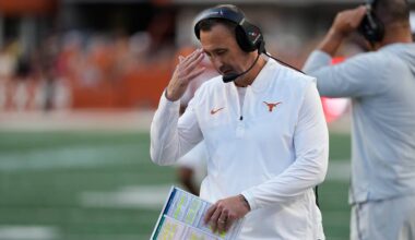 Nov 22, 2025; Austin, Texas, USA; Texas Longhorns head coach Steve Sarkisian