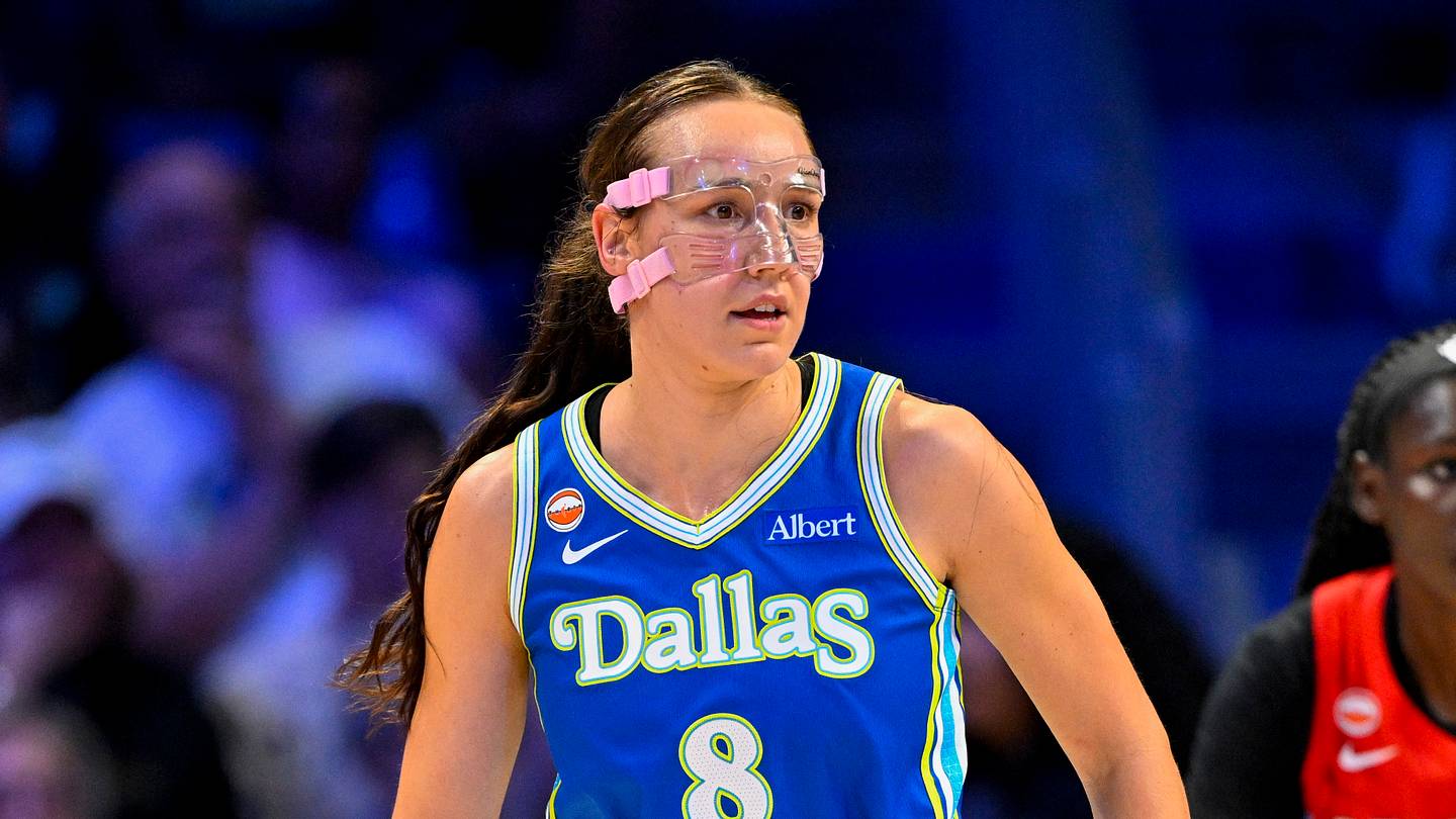 Arlington, Texas, USA; Dallas Wings forward Alanna Smith (8) looks on during the game between the Wings and the Dream at College Park Center on May 12, 2026.