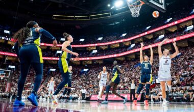 Toronto Tempo's Laura Juskaite (2 ) shoots on the Dallas Wings during first half of a WNBA basketball game, in Montreal on Friday, July 10, 2026. (Christopher Katsarov/The Canadian Press via AP)