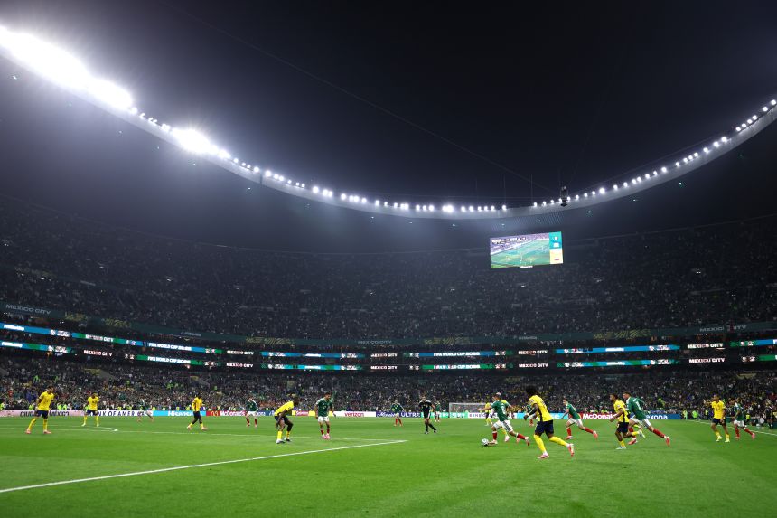 General view inside Azteca during the FIFA World Cup 2026 Round Of 32 match between Mexico and Ecuador.