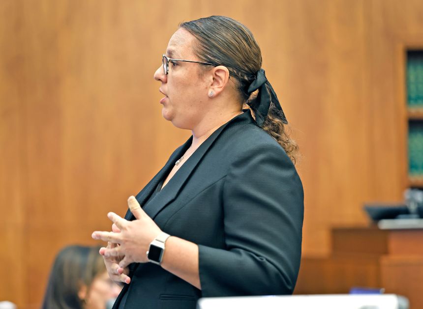 Assistant DA Shanan Buckingham makes her opening argument Monday in the trial of Lindsay Clancy.