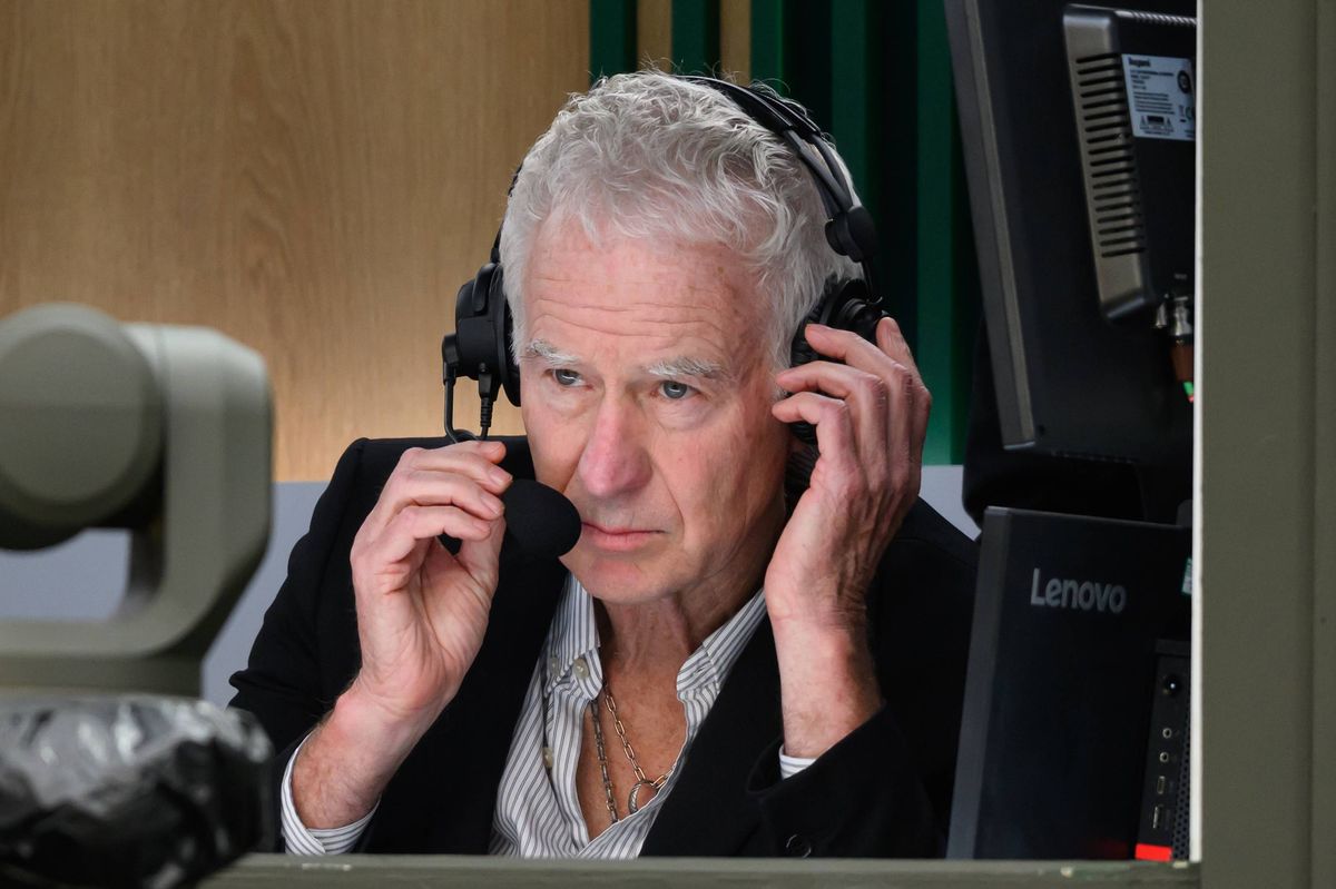 LONDON, ENGLAND - JULY 01: John McEnroe attends day three of the 2026 Wimbledon Tennis Championships at All England Lawn Tennis and Croquet Club on July 01, 2026 in London, England. (Photo by Karwai Tang/WireImage)