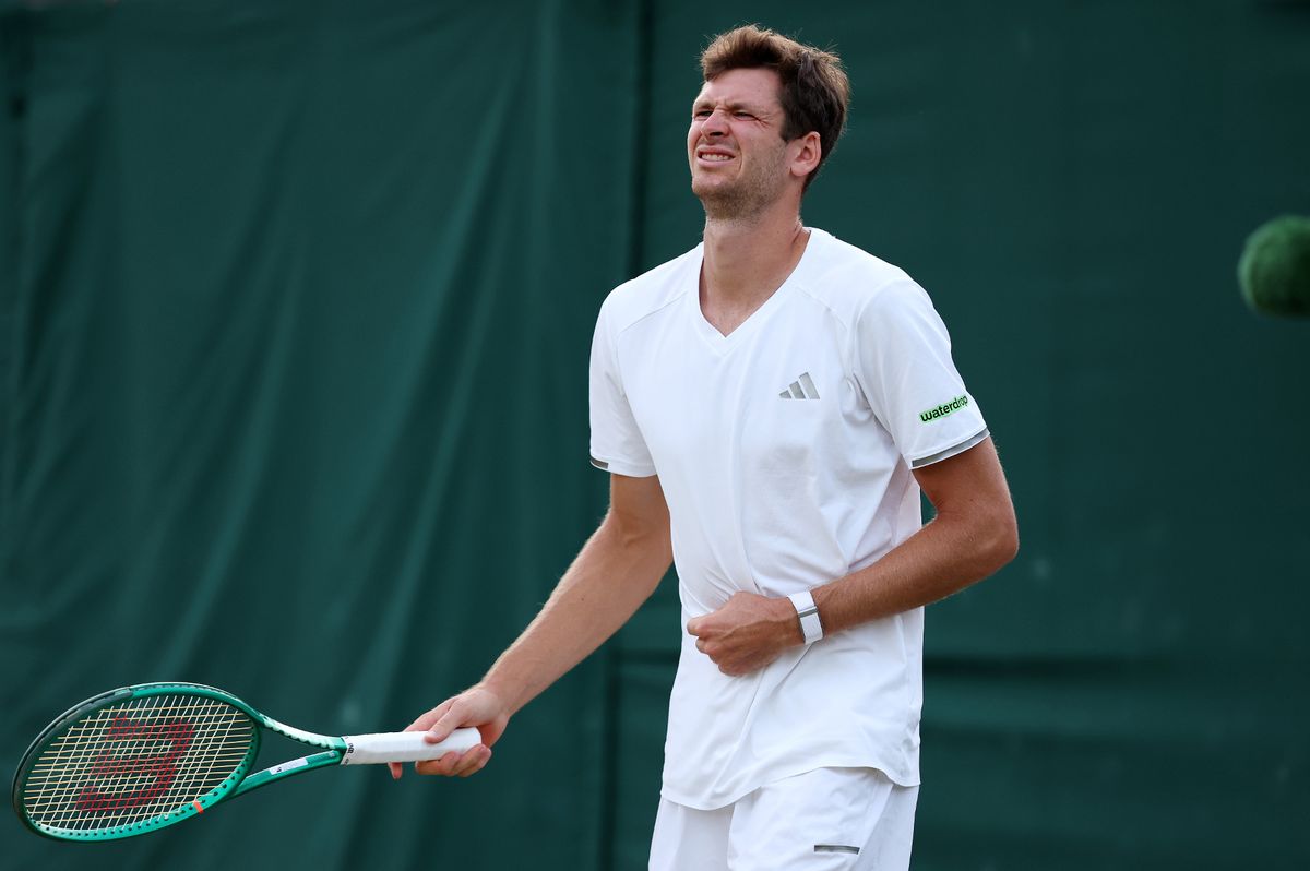 Hubert Hurkacz of Poland reacts
