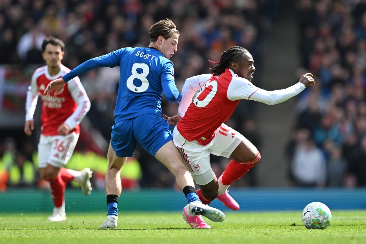 Alex Scott battles for possession with Arsenal's Eberechi Eze last season